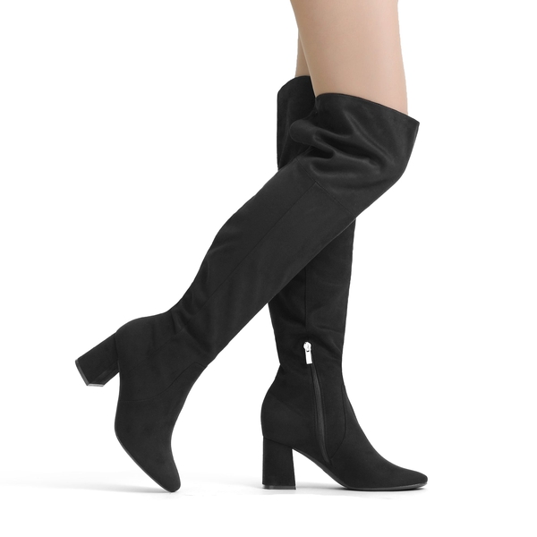 Chunky Over the Knee Boots - BLACK SUEDE - 2